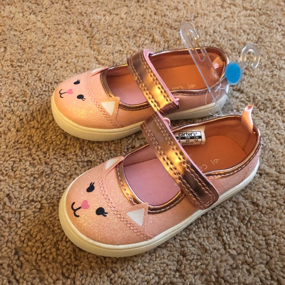 Carters Pink Glitter Cat Shoes-Toddler Girl Size 6 - Picture 3 of 5
